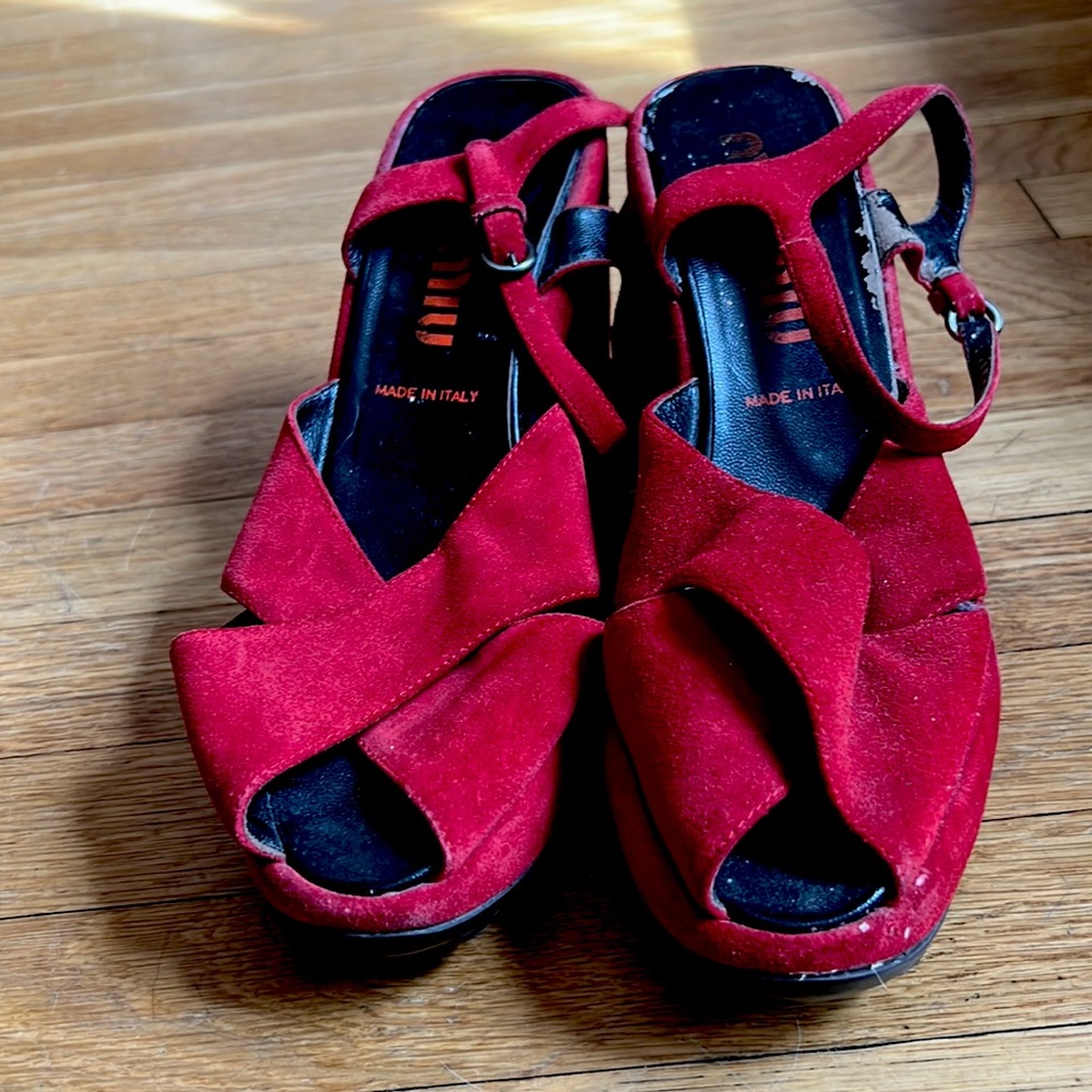 Miu Miu Red Suede Platforms Comfy! - image 1